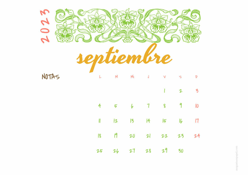 calendario septiembre 2023 'Art Déco'