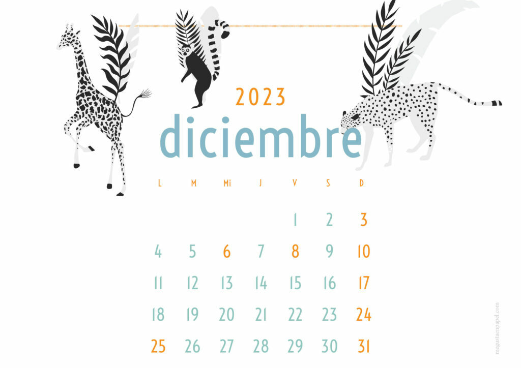calendario diciembre 2023 'jungla'