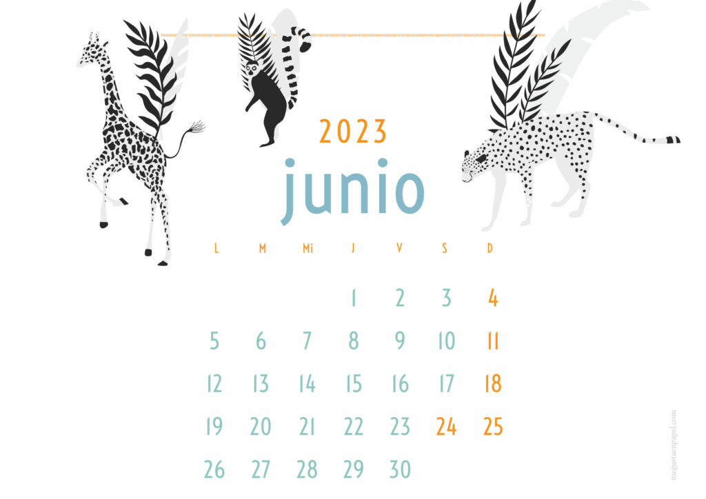 calendario junio 2023 'jungle'