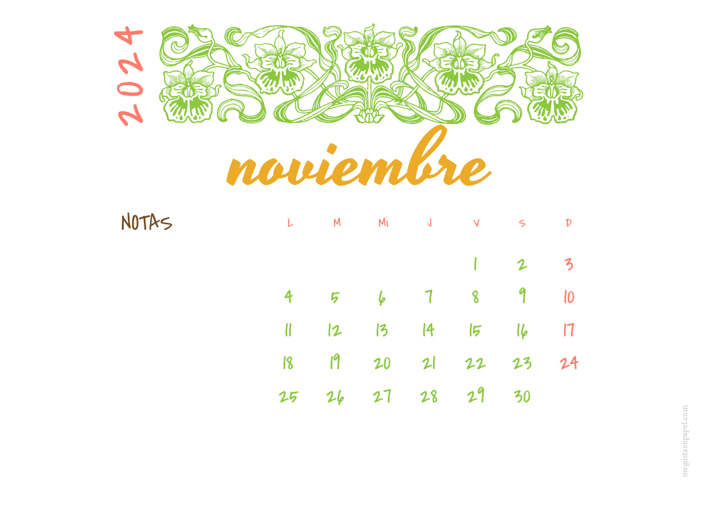 calendario noviembre 2023 'Art Déco'