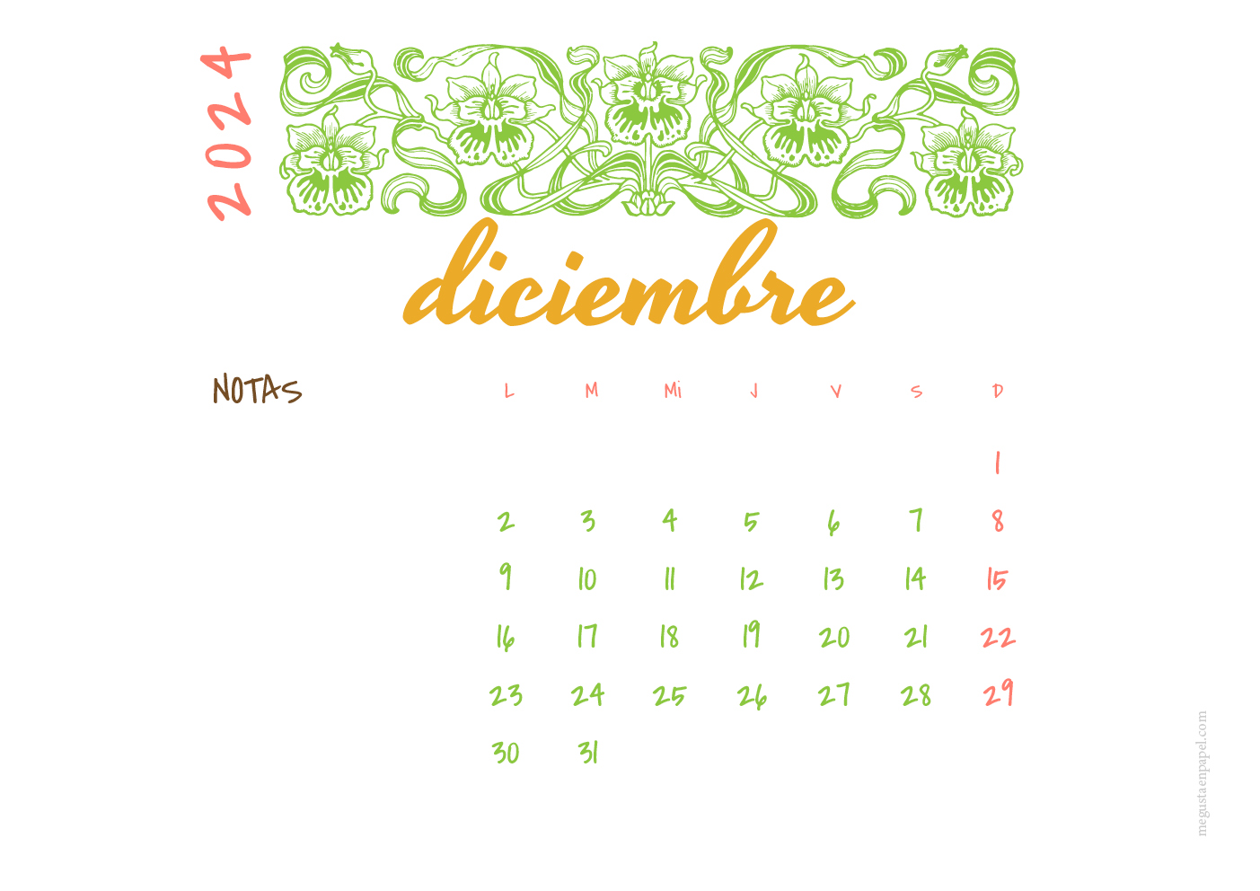 calendario diciembre 2023 'Art Déco'